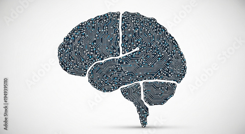 Brain made of coding script isolated on transparent background with cracked sections