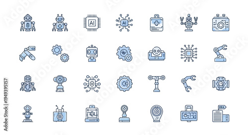 Robotics icons technology and innovation