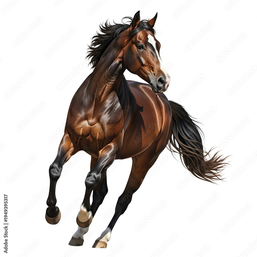 Obraz premium Brown horse running isolated on transparent background