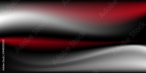 Abstract background with smooth liquid flowing waves of red, white, and black colors.