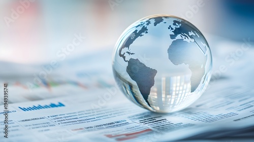 Glass Globe on Financial Newspaper earth world