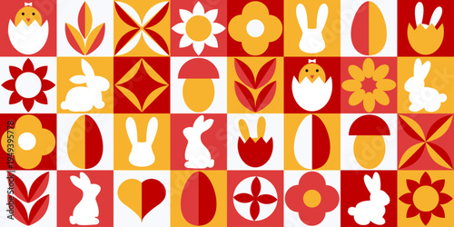 Red yellow white easter vector background for greeting cards and decor design