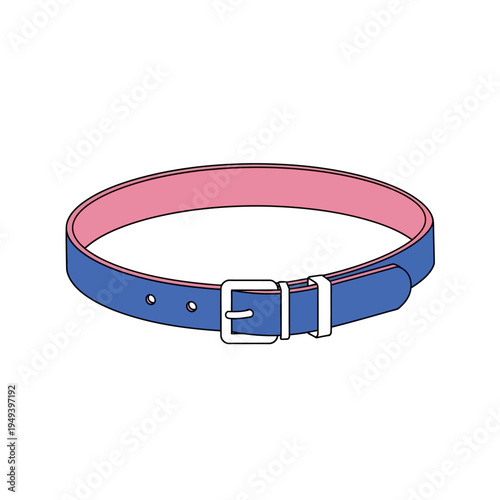 Blue Leather Belt with Silver Buckle Illustration.
