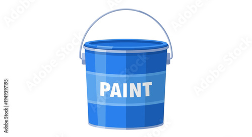 Blue Paint Bucket with Handle.