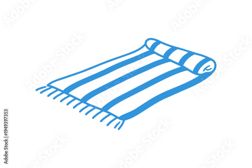 Hand Drawn Summer Beach Doodle Striped Rolled Towel Illustration Design