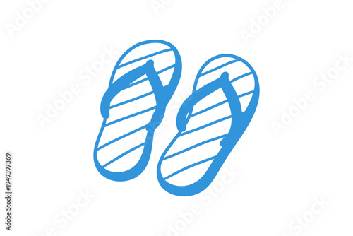 Hand Drawn Summer Beach Doodle Flip Flops Sandals Footwear Design