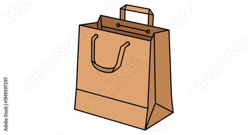 Brown Paper Shopping Bag with Handles.