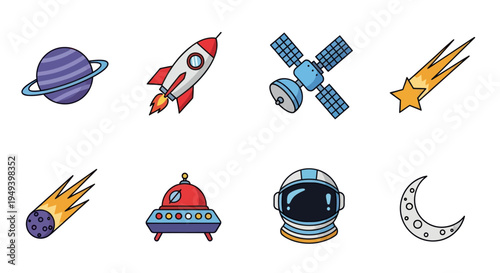 Space elements illustration on white