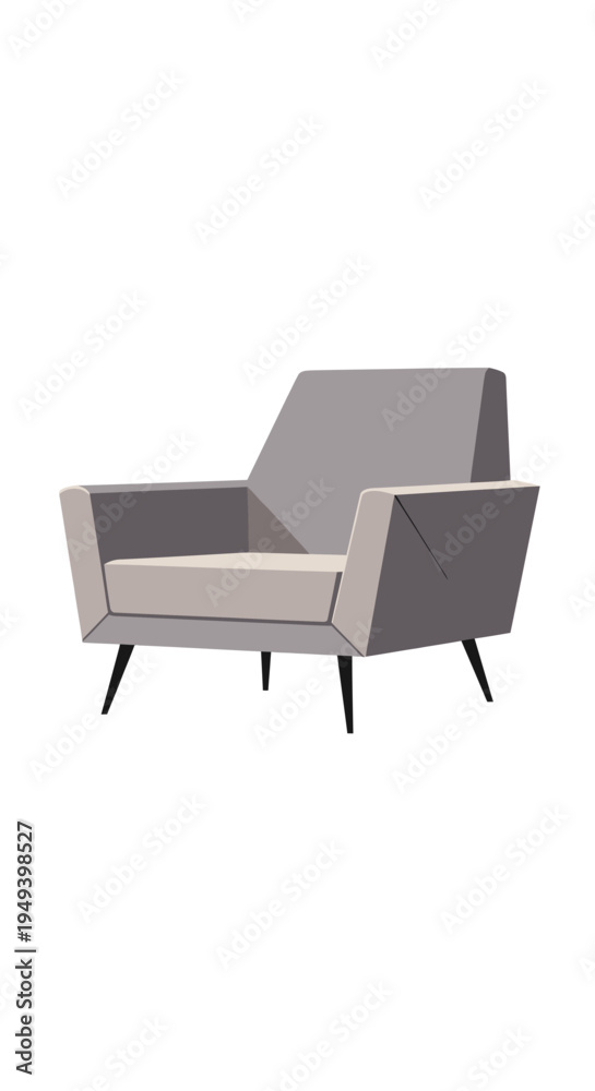 Fototapeta premium Modern Gray Armchair with White Cushion.