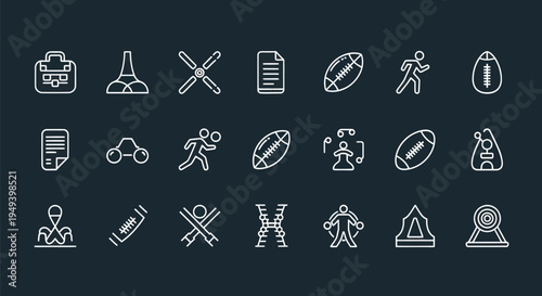 Sport and activity icon set on dark