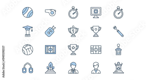 Sports and education icons set