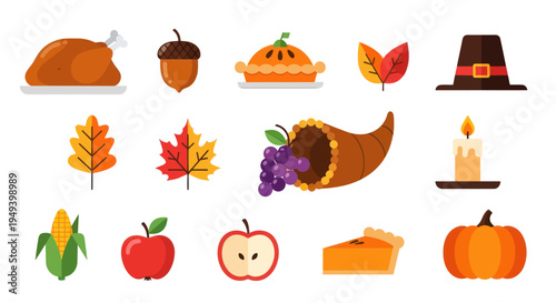 Thanksgiving feast harvest and holiday symbols