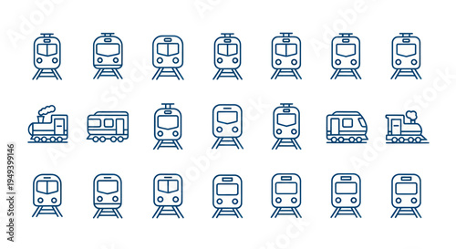 Train icon set transportation illustrations