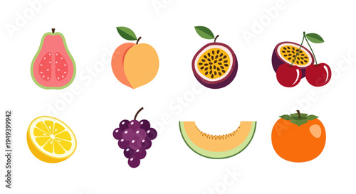 Variety of fresh fruits isolated on white