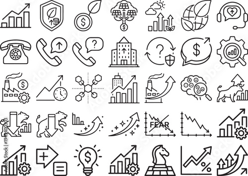ESG Finance and Industrial Strategy Icon Set
