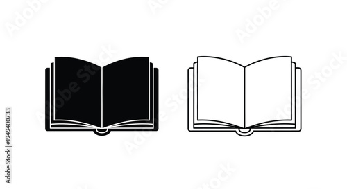 Two open books one solid black and one outlined a striking silhouette