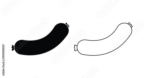 Two sausage illustrations one black and one white a striking silhouette