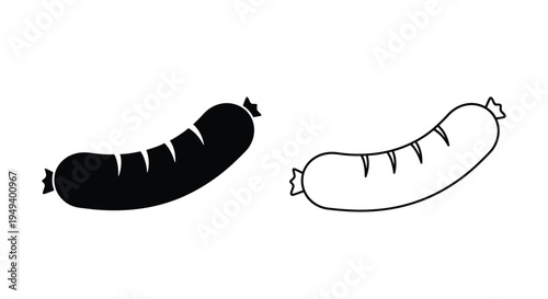 Two sausages one black and one white in graphic silhouette