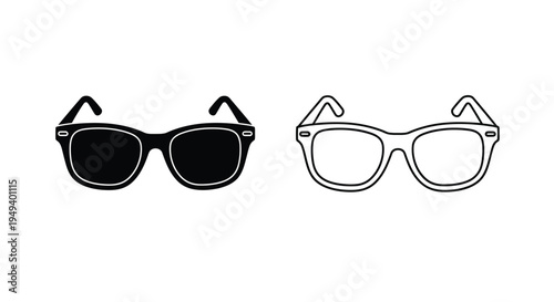 Two pairs of sunglasses one dark one light in black silhouette