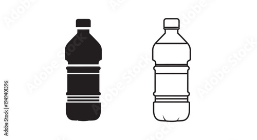 Two plastic bottles displayed in a stark black silhouette
