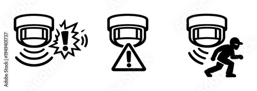 Ceiling sensors showing alerts, warnings and intrusion detection