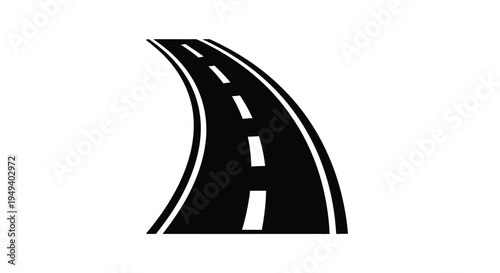 A curving road stretches into the distance a stark black silhouette