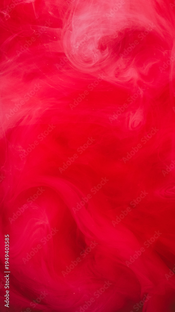 Fototapeta premium Underwater paint. Spill mix cloud. Blur red pink color bright vapor texture mist splash vibrant fluid flow on abstract background.