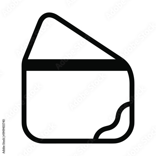 Credit Card Icon Outline with Magnet Strip and Curved Corner