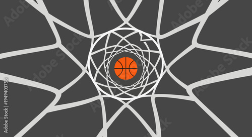 Abstract illustration of basketball in cracked glass.