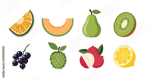 Variety of fresh fruits isolated on white