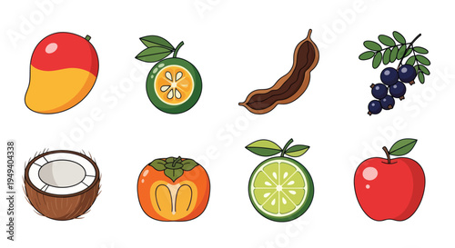 Various colorful tropical fruits isolated