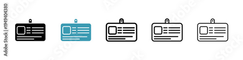 ID badge icons collection in black and blue colors