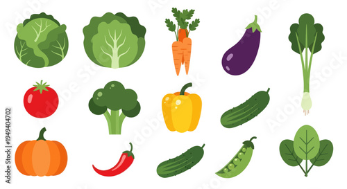 Vegetable assortment graphic illustration