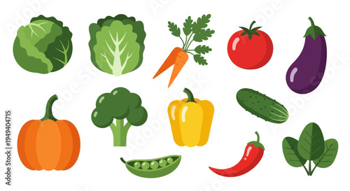 Vegetable assortment graphic illustration