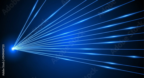Bright blue laser beams emanating from a light source.