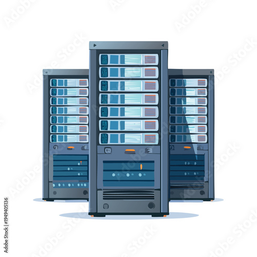 Three server racks illustration vector image of data center equipment
