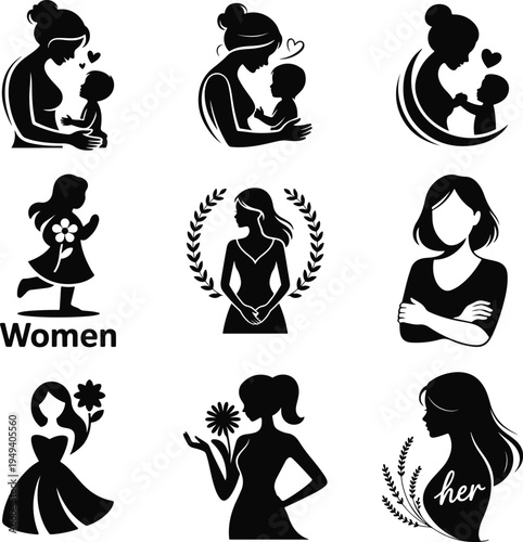 Modern Women Silhouette Vector Artwork