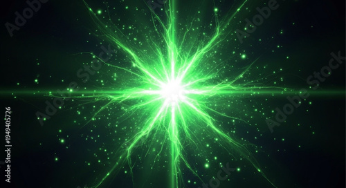 Bright Green Energy Burst Abstract Background.
