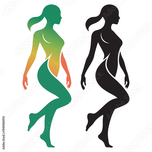Slim Woman Silhouette for Yoga Fitness and Wellness Branding