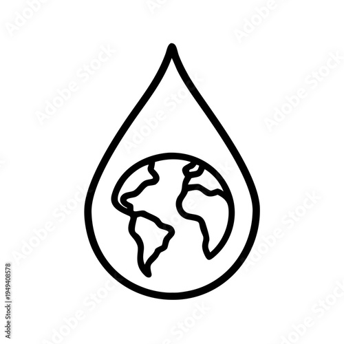 Paper cut style of water drop with globe, promoting environmental awareness and sustainability for World Water Day.