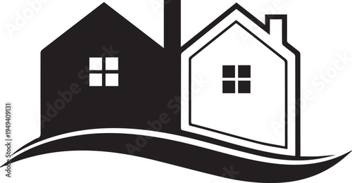 Real estate house logo icon, minimalist home building and residential property symbol