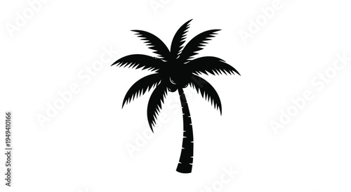 A black silhouette of a palm tree with tropical feel and simple design