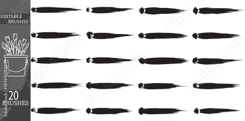 Set of 20 editable brushes vector