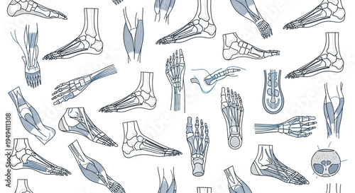 Anatomical Foot and Hand Illustrations: Bones, Muscles, and Tendons - Medical Art