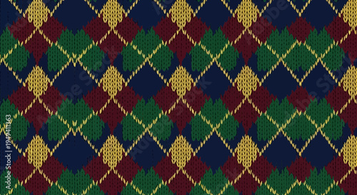 Argyle Pattern Fabric Texture - Classic Diamond Knit Background