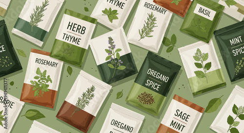 Assorted Herb Seed Packets Collection, Culinary Spices and Seasonings for Cooking