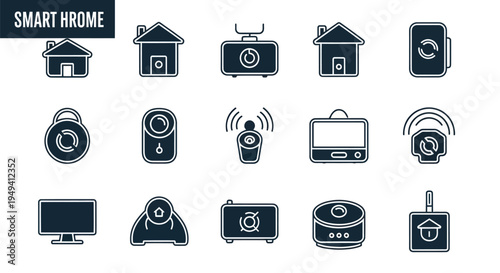 Smart home icons tech devices controls