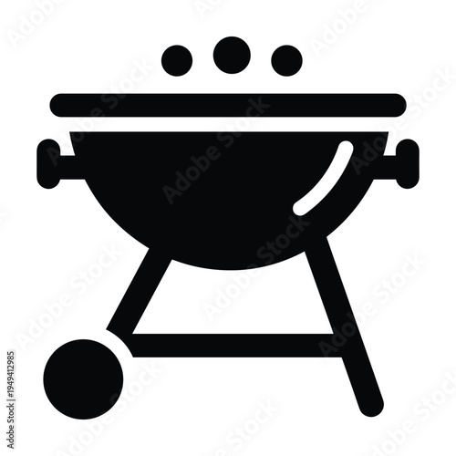 Black Barbecue Grill Icon Silhouette - Cooking and Outdoor Lifestyle