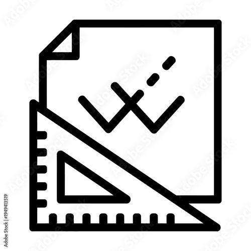 Vector icon showing a document with a ruler and triangle for precise measurements