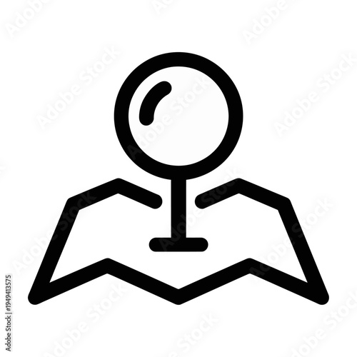 Vector map icon with a pin marker indicating a specific location.